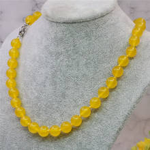 Cute/romantic Yellow Jades Natural Stone Round Jewelry Beads Necklace 8/10/12mm Women Chain Exquisite Birthday Gift 18inch Y755 2024 - buy cheap