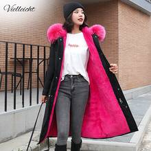 Vielleicht -30 Degrees Snow Wear Long Parkas Winter Jacket Women Fur Hooded Clothing Female Fur Lining Thick Winter Coat Women 2024 - buy cheap