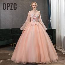 Quinceañera De 15 años, vestido De fiesta con cuello en V Sexy y hombros descubiertos, apliques De flores, Perla turquesa, 15 años 2024 - compra barato