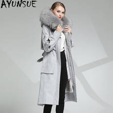 AYUNSUE 2020 Real Fur Coat Female Real Rabbit Fur Liner Parka Winter Jacket Women Raccoon Dog Fur Collar Warm Long Trench Coats 2024 - buy cheap