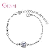925 prata esterlina moonstone pulseira pulseiras azul cristal design pequeno planeta pulseira para as mulheres moda jóias 2024 - compre barato