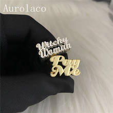 AurolaCo Two Name Rings Custom Name Rings Gold Personality Hip Hop Ring Women Fashion Punk Letter Ring Gifts 2024 - buy cheap