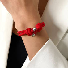 2 pçs 2022 lucky red rope pulseiras mulheres homens ajustável artesanal tecido string pulseira para proteção sorte amuleto casal jóias 2024 - compre barato
