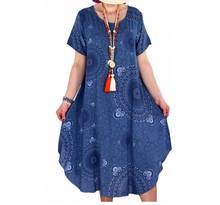 Women Summer Dress 2020 Printing Dot Dress Midi Plus Size Casual Loose Short Sleeve Irregular Long Knee-Length Dress 2024 - buy cheap