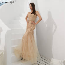 Dubai Gold Full Diamond Mermaid Prom Dresses 2020 Off Shouler Sexy Elegant Formal Evening Gowns Serene Hill CLA60807 2024 - buy cheap
