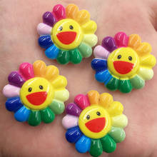 Resin mix cute Colorful 27mm Smile sunflower Flatback stone 12PCS scrapbook Home Decoration Christmas crafts OF486 2024 - buy cheap