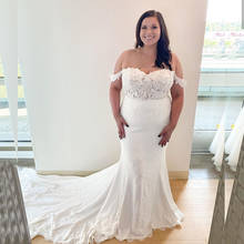 Elegant Plus Size Bridal Wedding Dresses Lace Mermaid Off The Shoulder Sweetheart Beach Vintage Robe Party Gowns Custom Made New 2024 - buy cheap