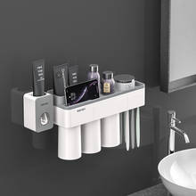 Toothbrush Holder Bathroom Accessories Toothpaste Squeezer Dispenser Storage Shelf Set For Bathroom Magnetic Adsorption With Cup 2024 - buy cheap
