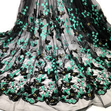 Parche de tela de encaje bordado de mariposa para vestido de novia, velo de novia 3D negro, 140x100CM, DIY 2024 - compra barato