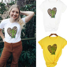 Женская модная повседневная рубашка с принтом кактуса из мультфильма Харадзюку, Милая футболка с рисунком кактуса, женская одежда Ulzzang Tumblr 2024 - купить недорого