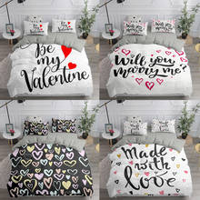 3d Bed Linen For lover Couple Valentines day Duvet Cover Adult Gift Bedroom Set Pink White Bedding Set Heart Shape Cartoon Print 2024 - buy cheap