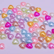 Cuentas de perlas de plástico ABS para decoración de ropa, mezcla de colores de 6mm/8mm/10mm con parte trasera plana de corazón, para manualidades DIY 2024 - compra barato