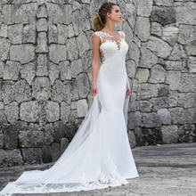 Boho wedding Dresses Mermaid O-Neck Lace Appliques Train Wedding Gown Beach Bride Dress vestidos de novia estilo sirena 2024 - buy cheap