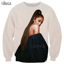 Hx hot singer, ariana grande manga, manga longa, estampa 3d, moda masculina, feminina, top harajuku, dropshipping 2024 - compre barato