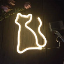 Cat Shape LED Neon Light Night Lamp Battery or USB Powered Wedding Christmas Party Holiday Wall Home Decoration Kids Gift 2024 - buy cheap