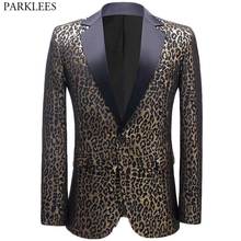 Sexy Leopard Suit Jacket Male Fashion Peak Lapel One Button Luxury Dress Blazers Mens Wedding Party Singer Stage Costume Homme 2024 - buy cheap
