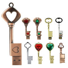 Copper Love Heart Shape Key Usb Flash Drive Pendrive Pen Drive 16GB 32GB 64GB 128GB Metal Keys Memory Stick Drives Wedding Gift 2024 - buy cheap