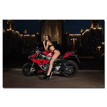 Сексуальная модель и спортивные мотоциклы настенные художественные плакаты на холсте картины для декора гостиной 2024 - купить недорого