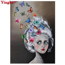 Алмазная картина с бабочкой, Женская Алмазная мозаика, полный дисплей, вышивка крестиком, вышивка бисером, стразы, домашний декор 2024 - купить недорого