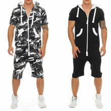 Stylish Cool Man’s Short Sleeve Pants One Piece Shorts Jumpsuit Playsuit Romper Solid Summer Men Casual Playsuits 2024 - buy cheap