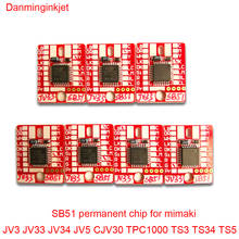 Cartucho de tinta SB51, chips permanentes para mimaki JV3, JV33, JV34, JV5, CJV30, TPC100, TS3, TS34, TS5, chips de reinicio automático 2024 - compra barato