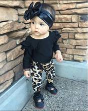 Ropa de moda para niña, camiseta negra de manga larga de algodón + Pantalones, traje de 2 uds, conjunto de ropa para bebé recién nacido 2020 2024 - compra barato