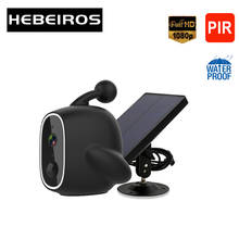 Hebeiros-mini câmera de segurança com bateria solar, 1080p, à prova d'água, ip67, ip, wi-fi, 2mp, vigilância pir, cctv 2024 - compre barato