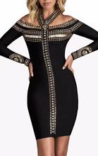 Высокого качества от популярный Бисероплетение без рукавов Черное вискозное Бандажное платье вечернее платье 2024 - купить недорого