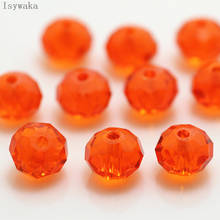 Ischuaka-miçanga de vidro, laranja, 6x8mm, 65 peças, rondelle, áustria, cristal facetado, contas soltas, espaçador redondo para fazer joias 2024 - compre barato