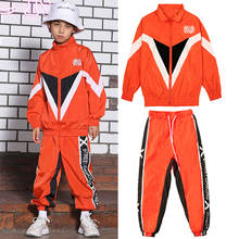 NEW Hip Hop Kids Jazz Dance Costume Orange Jacket Hip Hop Pant Sport Boy Girl Clothing Chidren Performance Hip Hop Clothes 3245 2024 - buy cheap