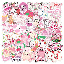 50 PCS Kawaii Cartoon Pink Strawberry Cow Stickers For Girl Kids DIY Skateboard Suitcase Laptop Bicycle Helmet Car Decals 2024 - buy cheap