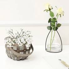 Подвесные стеллажи для растений, креативный минималистичный Настенный декор в скандинавском стиле с абстрактными линиями, черные линии, железная ваза с высушенными цветами, украшение для дома 2022 - купить недорого