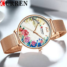 CURREN Women Watch Top Brand Luxury Gold Female Waterproof Clock Mesh Stainless Steel Bracelet Flower Ladies Wristwatch 9059 2024 - buy cheap