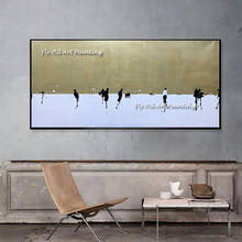 Hand-painted Abstract Golden Oil Painting Wall Art On Canvas Modern Gold Foil Snowfield Paintings For Living Room Home Decor 2024 - buy cheap