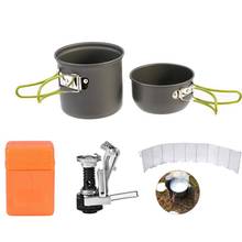 Outdoor Pot Mini Gas Stove Sets Camping Hiking Cookware Picnic Cooking Set Foldable Gas Stove Pot with 9 Plates Wind Shield 2024 - buy cheap