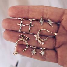 1 set  Fashion Bohemian Earrings Jewelry cross lightning shape with crystal  stud  Earrings Best Gift for Women Girl E011 2024 - buy cheap