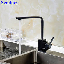 Senducs Black Kitchen Faucet Deck Mounted Hot Cold Kitchen Sink Faucet 360 Degree Rotation Kitchen Tap Brass Kitchen Mixer Tap 2024 - buy cheap