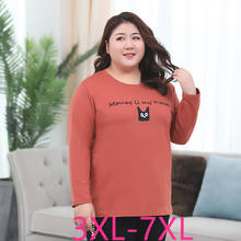 New Autumn Winter Plus Size Women Clothing Tops For Women Long Sleeve Cotton Thick O Neck Casual Loose T Shirt Coral Red 7XL 2024 - buy cheap