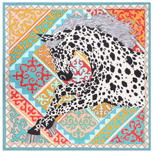 twill weave silk square scarf leopard horse print neckerchief bandana women headwear shawl designer scarves large 130*130 cm 2024 - buy cheap