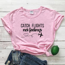Футболка женская/мужская хлопковая с надписью «Catch Flight Not Feeling» 2024 - купить недорого