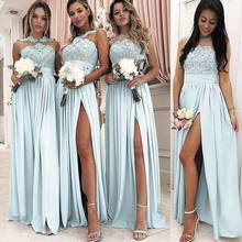 SuperKimJo Vestidos De Madrinha Blue Bridesmaid Dresses Long Lace Applique Chiffon Cheap Custom Wedding Party Dresses 2024 - buy cheap