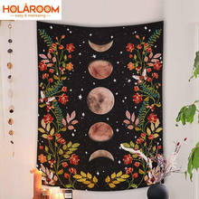 Tapiz psicodélico de Luna estrellada, tapices colgantes de pared, cielo nocturno, patrón de flores, accesorios de decoración del hogar de Arte de Ramadán para dormitorio 2024 - compra barato