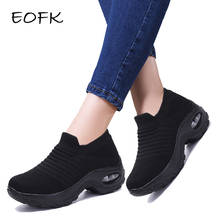 Eofk sapatos femininos de plataforma, sapatos baixos casuais de borracha para mulheres, com fundo grosso e preto, para primavera e outono 2024 - compre barato