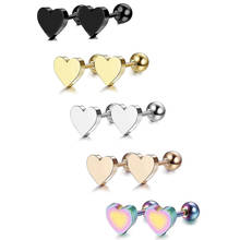 KSRA-pendientes Vintage de acero inoxidable con forma de corazón para mujer, aretes bohemios dorados, arcoíris, joyería para Piercing 2024 - compra barato