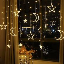 2.5M led Star Moon led curtain fairy string light fairy light Christmas light for Wedding patio window party decoration 2024 - buy cheap