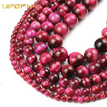 UPGFNK Rose red Tiger Eye Natural Stone Round Loose spacers beads for Jewelry making DIY bracelet accessories 4/6/8/10/12MM 15'' 2024 - buy cheap