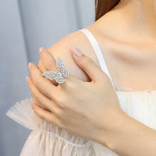 Anéis de dedo com borboleta e zircônia, anel grande para mulheres, joias para festa aberta 2024 - compre barato
