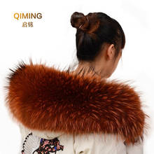 Cuello de piel de mapache Real para mujer, bufanda de piel 100% Natural, chal de piel auténtica, bufanda de lujo para invierno 2024 - compra barato