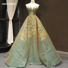 J6697-Vestidos de Fiesta de jancember, verde esmeralda, sin tirantes, largo hasta el suelo, apliques de noche, largos 2024 - compra barato