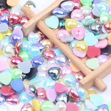 Cuentas de resina para decoración de uñas, accesorio con forma de corazón plano, limitador de perlas, artesanía hecha a mano, aproximadamente 200/500 piezas, 8/10/12MM 2024 - compra barato